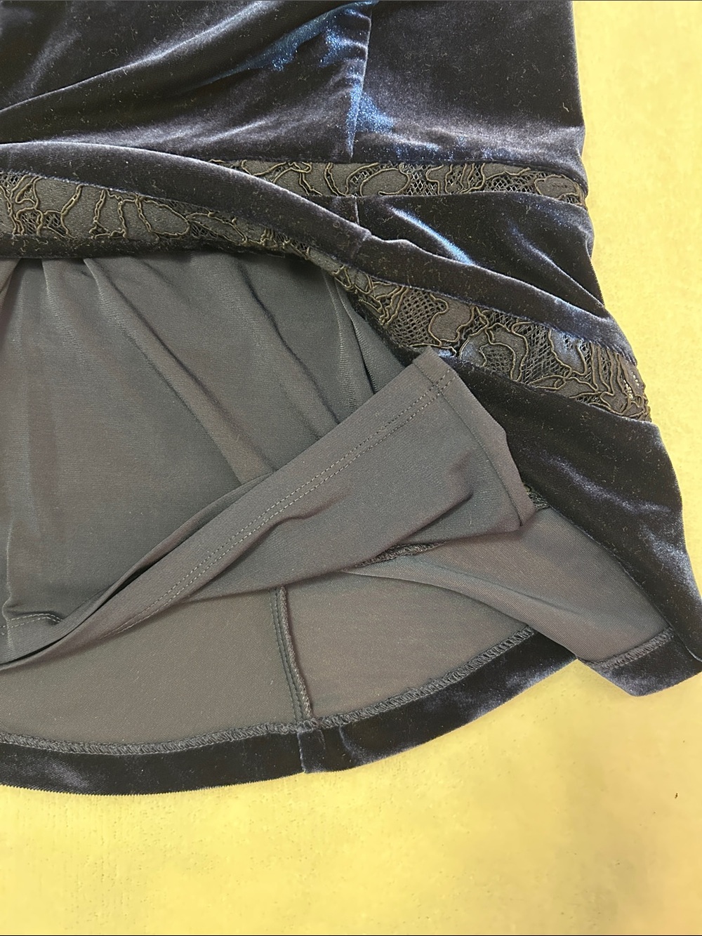 Ralph Lauren Navy Velvet Coctail Dress with Fluted Hem Lace Lined Size 8 NWT - Picture 10 of 12